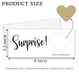 Minimalist Surprise Reveal Card, 2 Set Make Your Own Diy Travel Ticket, Surprise Scratch Boarding Pass Gift For Holiday, Christmas, Wedding, Birthday, Anniversary, Party Supply(3.5"X8" Gold)-C005