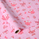 Baby Shower Wrapping Paper, 17" X 16.4 Ft – Cute Clothes, Bottles, And Footprints Design – Pink Baby Girl Gift Wrap(Pink Girl)