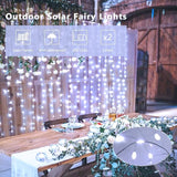 2 Pack Solar Fairy String Lights 33FT 100 LED White Outdoor Waterproof Solar Lights with 8 Lighting Modes for Garden Tree Patio Yard Wedding Holiday Decor