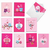 - 10 Assorted Valentine'S Day Note Cards (4 X 5.12 Inch) - Boxed Valentine Cards, Bulk Set With Envelopes - Owl You Need Is Love M5665Vdg-B1X10