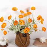 8 Stems Artificial Flowers Fake Faux Poppy Silk Bouquet Orange Flowers For Wedding, Home, Party Decoration,Table Centerpiece Arrangement(8, Orange)