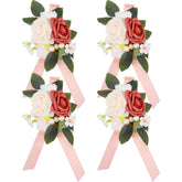 Set Of 4 Floral Shoulder Corsages,White And Dusty Rose Mother Of The Bride Corsage,Artificial Flower Corsage Boutonniere For Mom Wedding Ceremony Church Anniversary Formal Dinner Party