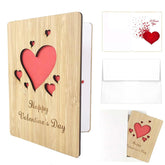Valentine'S Day Greeting Card Handmade Wooden(With Envelope), Happy Valentine'S Day Red Love Heart, For Girlfriend Boyfriend Wife Husband Mum Dad Valentine'S Day Gifts Card