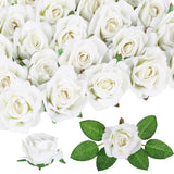 25Pcs Roses Artificial Flowers 2.75In Fake White Rose Heads Real Looking Velvet Rose Flowers For Vase Table Centerpiece Home Wedding Party Garden Decoration(White)