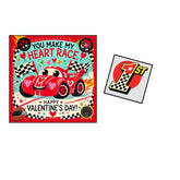 Race Car Valentine Cards With Tattoos For Kids, 24 Pack, Classroom Exchange Set