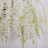 Silk Wisteria Flower Artificial 2.13 Feet Hanging Wisteria Vine Fake Flower Bush String Home Party Wedding Decoration,Pack Of 4?White?