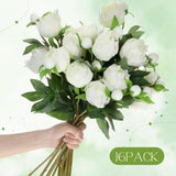 16 Pcs Artificial Peonies Flowers With Stems 18.9 Inch Single White Artificial Flowers Fake Chinese Herbaceous Peonies For Home Decor Bridal Shower Wedding Floral Arrangement