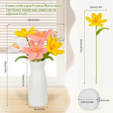 Crochet Tulip Flowers Handmade – Set Of 6 Knitted Tulips With Plastic Vase – Diy Yarn Flower Arrangement For Mother’S Day, Valentine’S Day, Birthday & Home Décor
