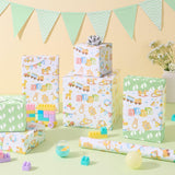 Baby Shower Wrapping Paper - 1 Roll 17”X 33 Ft Gender Neutral Baby Gift Wrap Newborn Toys Design Gift Packing For Boy & Girl Party Decor Reversible Footprint Print
