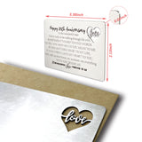 Happy 25Th Anniversary Wedding Card Gifts For Him Husband, 25 Year Anniversary Cards Gift For Men, Engraved Metal Wallet Insert Anniversary Presents