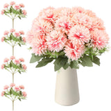 24 Heads Artificial Chrysanthemums Flowers Bouquets Silk Chrysanthemum Ball Fake Mum Artificial Mums For Outdoors Faux Silk Ball Flower For Home Table Centerpieces Decor (Champagne Pink)