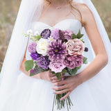 Artificial Purple Flowers Combo Silk Mix Peony Rose Hydrangea Fake Flowers W/Stem For Diy Wedding Bouquets Centerpieces Arrangements Table Party Bridal Baby Shower Home Fall Decor