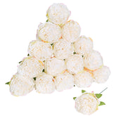 16Pcs Peony Artificial Flowers Fake Peonies Bulks Cream White Silk Peonies Flowers Faux Peony Flowers Heads With Stems For Home Wedding Party Festival Baby Shower Decorations (Cream White)
