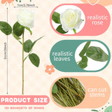 150 Pcs Artificial Silk Roses Flowers Bulk For Weddings, Valentine'S Day & Home Decor - Realistic Long Stem Flowers(White)