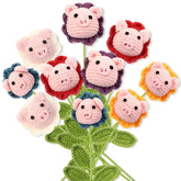 10 Sets Positive Pig Crochet Flower Bulk For Women Cute Handmade Crochet Pig Flower Emotional Support Valentine'S Day Appreciation Gifts For Mom Teacher Nurse Coworker Employee Office Staff