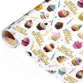 Happy Birthday Wrapping Paper Roll - 17Inch X 16.4Feet - Cake Balloons Confetti Theme Gift Wrap For Birthday Parties,Celebrations