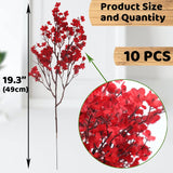10 Pcs Babys Breath Artificial Flowers Real Touch Fake Red Flowers Silk Plants For Christmas Home Decor Indoor Floral Arrangement Table Centerpieces Halloween Decor (Red, 10)