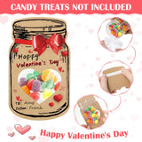 Valentines Day Cards For Kids School, 50 Pack Happy Valentines Day Cards For Classroom, Funny Mason Jar Valentine Exchange Cards For Kids Boys Girls Party Favors (Candy Not Included)