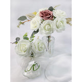Artificial Flower 25Pcs Real Looking Ivory White Fake Foam Roses With Stems For Diy Wedding Bouquets Gifts Bridal Shower Faux Floral Centerpieces Arrangements Home Party Tables Decorations