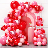 Red And Pink Valentines Balloons Arch Kit Garland, Pink And Red Balloons Different Size For Girls Anniversary Birthday Wedding Valentines Day Decorations