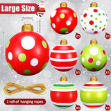 6 Pcs 24 Inch Inflatable Christmas Ball Ornaments - Large Pvc Oversized Christmas Tree Ornaments For Yard Lawn Holiday P