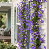 Hanging Faux Flowers Outdoor 2 Pcs 5.9 Ft/Piece Purple Morning Glory Fake Vines, Wedding Arch Decor, Uv Resistant Artificial Plastic Flowers Used For Ceremonial Decoration