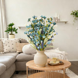 Artificial Spring Floral Picks 6 Pcs, Blue And White Artificial Flower Stems 18 Inch, Spring Flower Stems For Wedding Centerpieces Home Table Decor