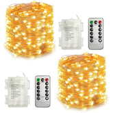 2 Pack Fairy Lights Battery Operated With Remote,Each 40Ft 120 Led Copper Wire Twinkle Lights,Timer Waterproof Outdoor 8