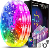 100FT RGB LED Strip Lights Bluetooth App Remote Music Sync Color Changing Room Lights