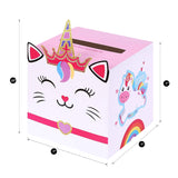 Valentines Day Box And Cards For Kids Classroom School Exchange, Great Valentines Gifts Party Favor Set For Boys Girls - 1 Mailbox, 32 Unicorn Cards, 1 Teacher Card