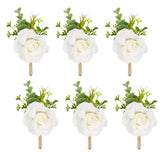 Ivory Rose Boutonniere For Men,Set Of 6,Groom And Best Man Boutonnieres With Artificial Flower,For Wedding Ceremony Anniversary, Formal Dinner Party, Fall Vintage Rustic Marriage Prom