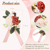 Set Of 4 Floral Shoulder Corsages,White And Dusty Rose Mother Of The Bride Corsage,Artificial Flower Corsage Boutonniere For Mom Wedding Ceremony Church Anniversary Formal Dinner Party