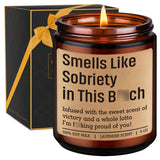 Smells Like Sobriety Candle - Sobriety Gifts For Women, Men - 2 Year Anniversary, 1 Year Sober Gifts Ideas - Funny Birthday, Sober Celebration, Recovery, Proud Of You Present For Her, Him