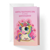 Valentines Day Card For Granddaughter | Rainbow Unicorn | Your Card Helps Animals In Need |5”X7.5” | Single Card + Envelope | Women Owned Small Business Made In Usa
