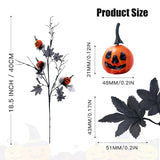 5Pcs Halloween Decorations Indoor, 19.5Inch Artificial Pumpkin Maple Leaf Floral Stems Halloween Branches Decoration, For Home Vase Arrangement Decor - Black.
