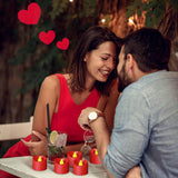 12 Pcs Red Led Tea Lights Battery Operated, Flameless Votive Tealights Fake Candles For Christmas Halloween Romantic Wedding Party Decorations