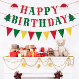 Happy Birthday Merry Banner Green And Red Christmas Bunting Garland Xmas Party Decorations For Mantle Fireplace Wall