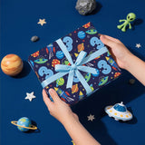 3Rd Birthday Wrapping Paper - Mini Roll - 17 Inch X 16.5 Feet - 3Rd Birthday And Rocket Space Wrapping Paper Perfect For Boys Kids Girls, Baby Shower