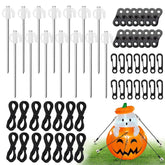 14 Pieces Halloween Metal Inflatable Stakes And Tethers Set, Heavy Duty Inflatable Stakes, Yard Ground Lawn Ground Stake