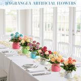 12 Pcs Hydrangea Artificial Flowers In Vase Artificial Hydrangea Potted Small Fake Flowers Table Centerpiece Decoration Arrangement Faux Floral Indoor For Wedding Party Home Office Desk