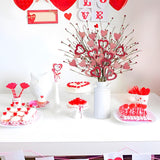 6 Pcs Valentines Day Decor, 23.6In Valentines Day Artificial Flowers Picks Red Pink Artificial Berry Stem With Wooden Heart For Vase Anniversary Home Table Centerpieces Valentine'S Day Decor