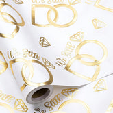 Anniversary Wrapping Paper Roll, Mini Roll, Gold Foil We Still Do Design With Wedding Ring, Elegant Gift Wrap For Wedding, Anniversary, Engagement, Bridal Shower, 17 Inches X 16.4 Feet