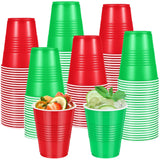 200 Pcs Red And Green Christmas Plastic Cups 12 Oz, Bulk Green And Red Disposable Xmas Party Cups For Merry Christmas Holiday Wedding Birthday Theme Party Supplies Decorations