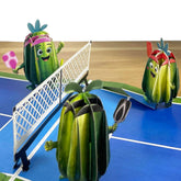 3D Pickleball Popup Card - Funny Handmade Paper Art With Four Pickles Playing For Birthday, Anniversary, Christmas, Father’S Day - Unique Gift For Him, Her, Pickleball Players & Fans