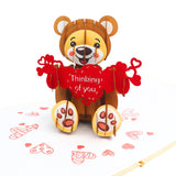 Adorable Teddy Bear Thinking Of You 3D Pop Up Birthday Card, Surprising Present, Thoughtful Keepsake For Couple, Wife And Friends