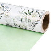 Reversible Floral Wrapping Paper For Women Girls, Mini Roll, Elegant Flower Greenery And Sage Green Gift Wrap Paper For Wedding, Birthday, Bridal Shower, Mother'S Day, 17 Inches X 16.4 Feet