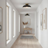 Modern Black Gold Semi Flush Mount Ceiling Light 11.8 Inch Industrial Fixture