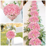 6 Pcs Pink Hydrangea Artificial Flowers Heads With Stems Silk Faux Hydrangea Pink Fake Flowers For Home Indoor Outdoor Diy Floral Wedding Flower Bouquets Kitchen Table Centerpiece Decor