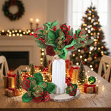 15 Pcs 3 Size Velvet Christmas Poinsettia Flowers Magnolia Glitter Artificial Flowers Ornaments Poinsettia For Christmas Tree Wreath Garland Wedding Holiday Decor(Red And Green)