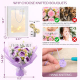 Crochet Flower Bouquet Roses: Artificial Knitted Flowers For Mother'S Day Wedding Anniversary Birthday Teachers' Day Decoration (Purple)